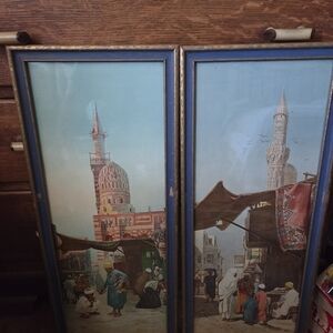 Vintage Middle Eastern Market Scene Wall Art